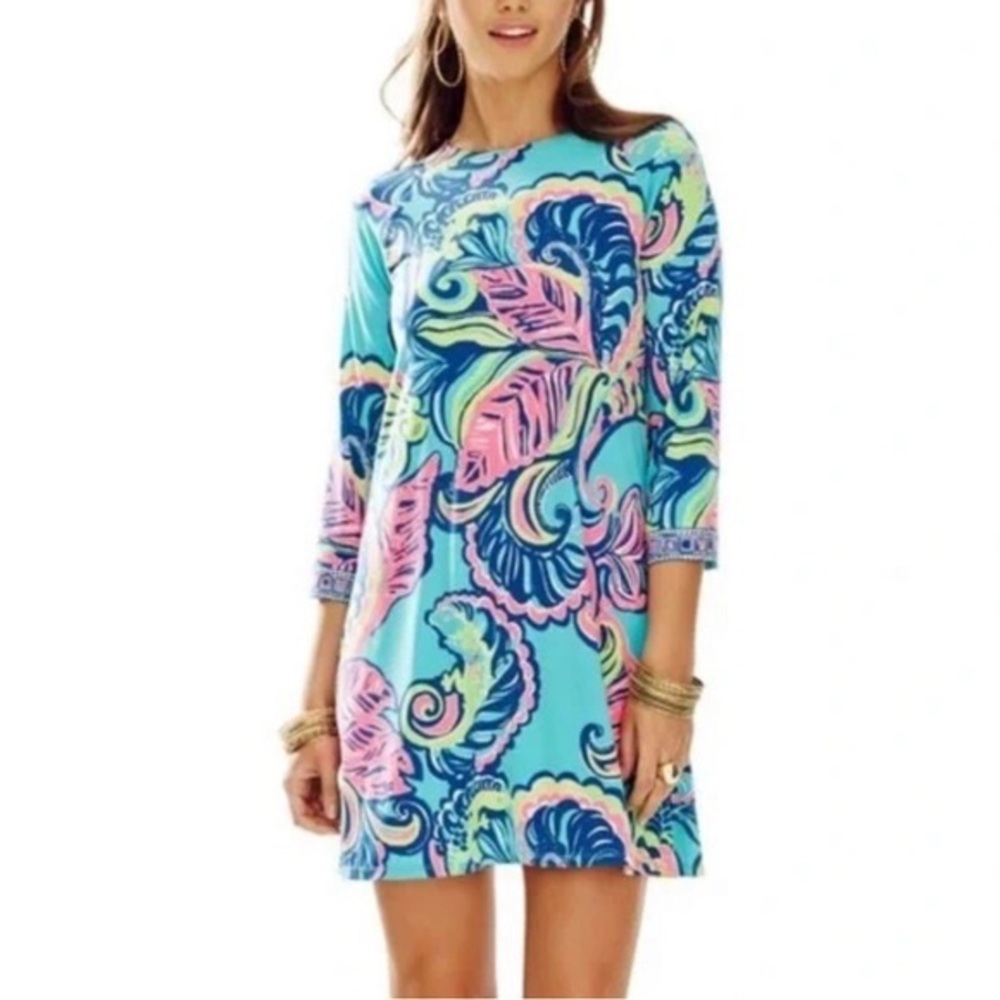 Lilly Pulitzer Bellavista Swing Dress in Sea Blue Private Island Engineered XS - Picture 1 of 10